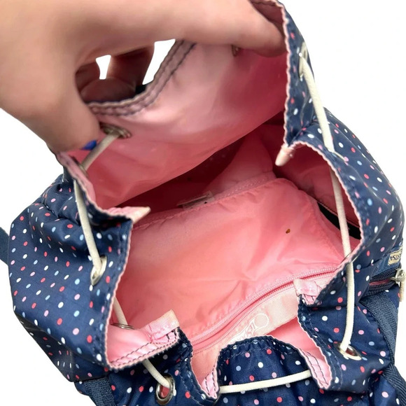 LeSportsac Navy Blue Polka Dot Print Backpack Bag - Picture 7 of 11